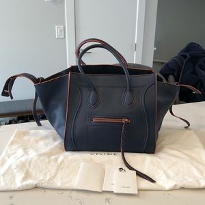 Like New - Celine Luggage Tote Large - Navy/Orange